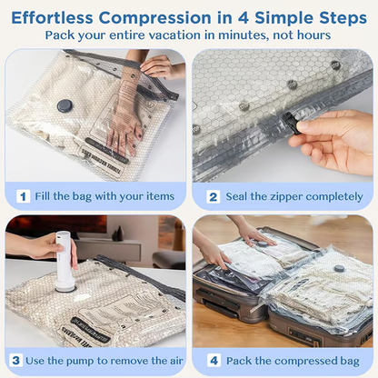 Cordless Travel Vacuum Storage Compression Bag Set
