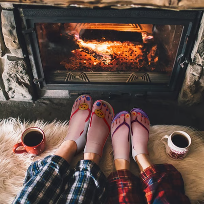 Women Manicure Print Flip Flop Socks