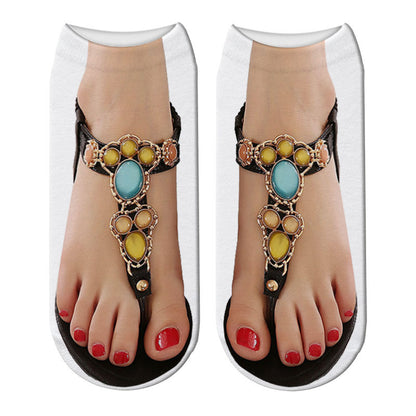 Women Manicure Print Flip Flop Socks