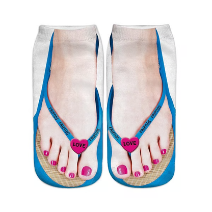 Women Manicure Print Flip Flop Socks