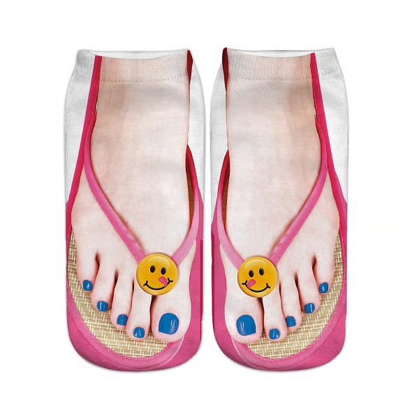 Women Manicure Print Flip Flop Socks