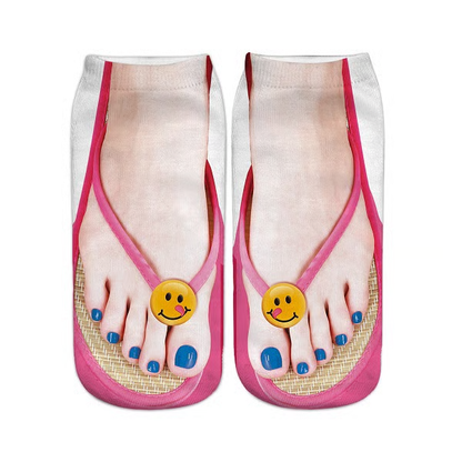 Women Manicure Print Flip Flop Socks
