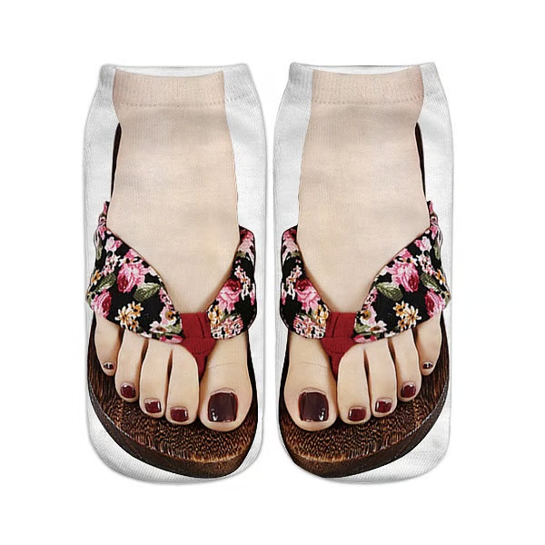 Women Manicure Print Flip Flop Socks
