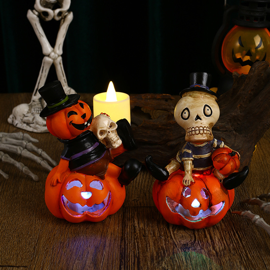 Halloween pumpkin skull lantern