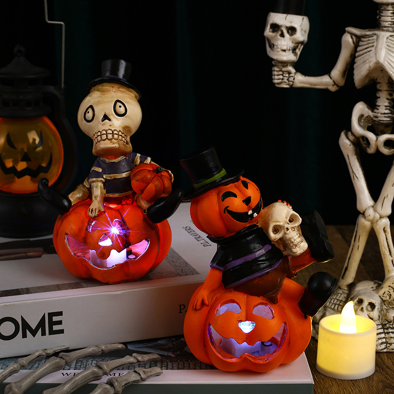 Halloween pumpkin skull lantern