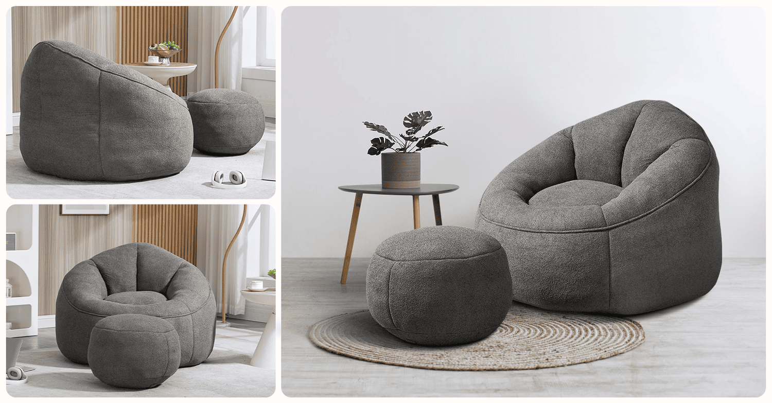 Adult Lounge Bean Bag with Ottoman