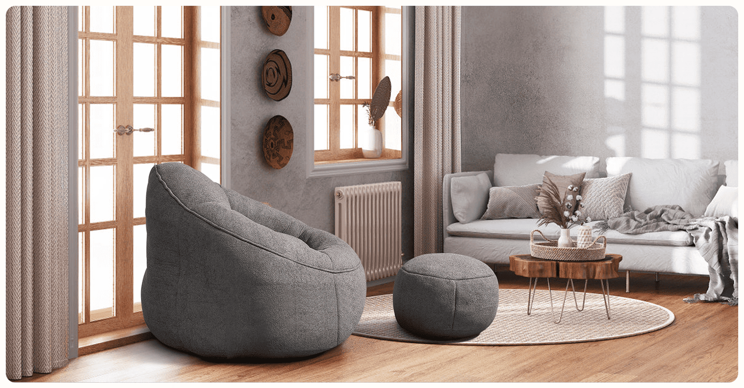 Adult Lounge Bean Bag with Ottoman