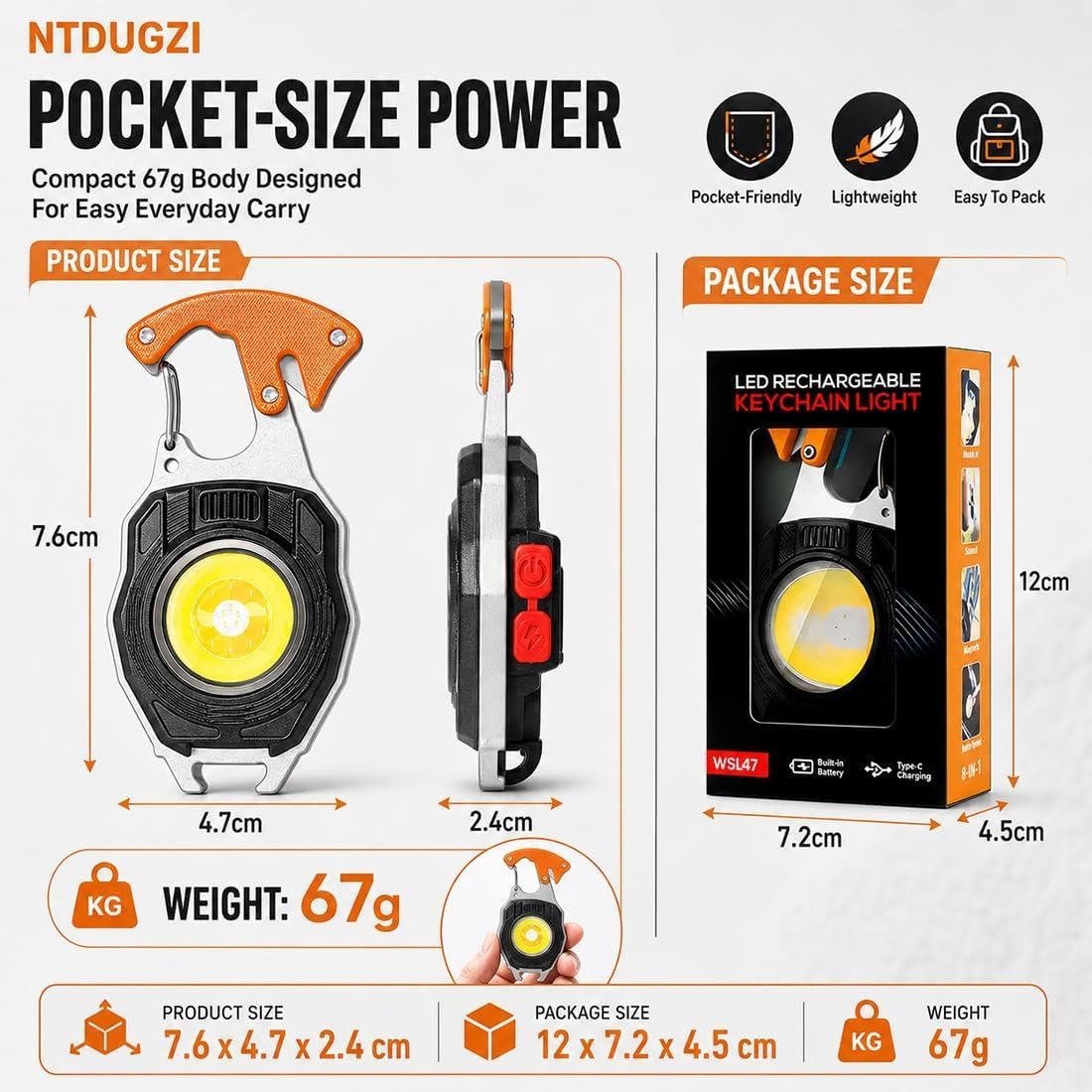 8-in-1 Multifunctional Keychain Flashlight
