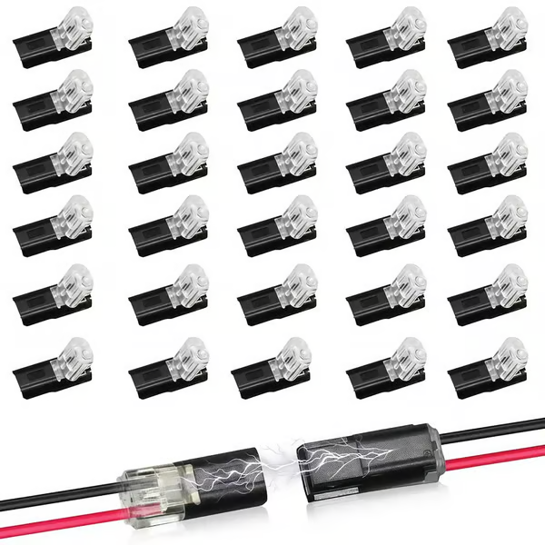 2-Pin Solderless Connector for LED Light Strips (18–22 AWG)