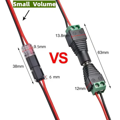 2-Pin Solderless Connector for LED Light Strips (18–22 AWG)