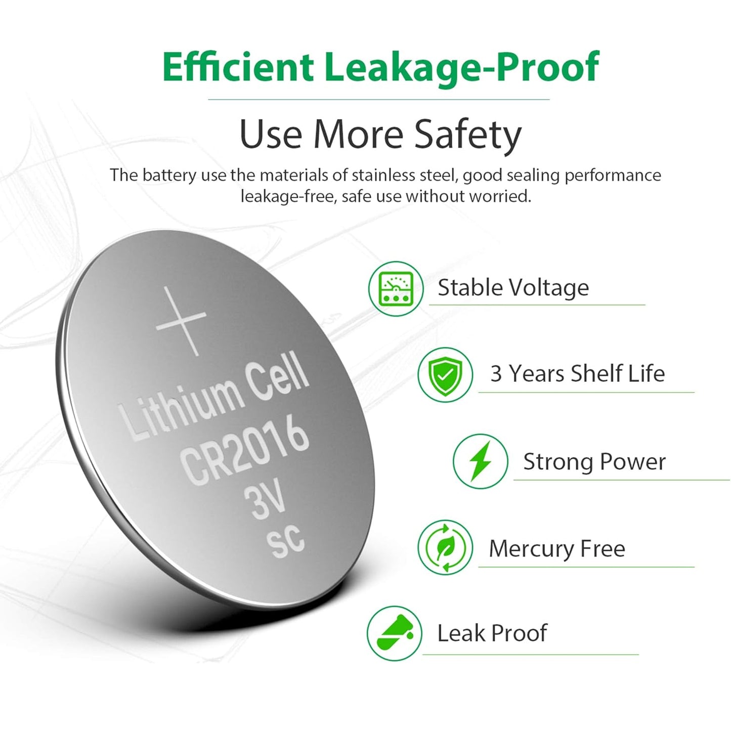 CR2016 3V Lithium Battery(10-Pack)