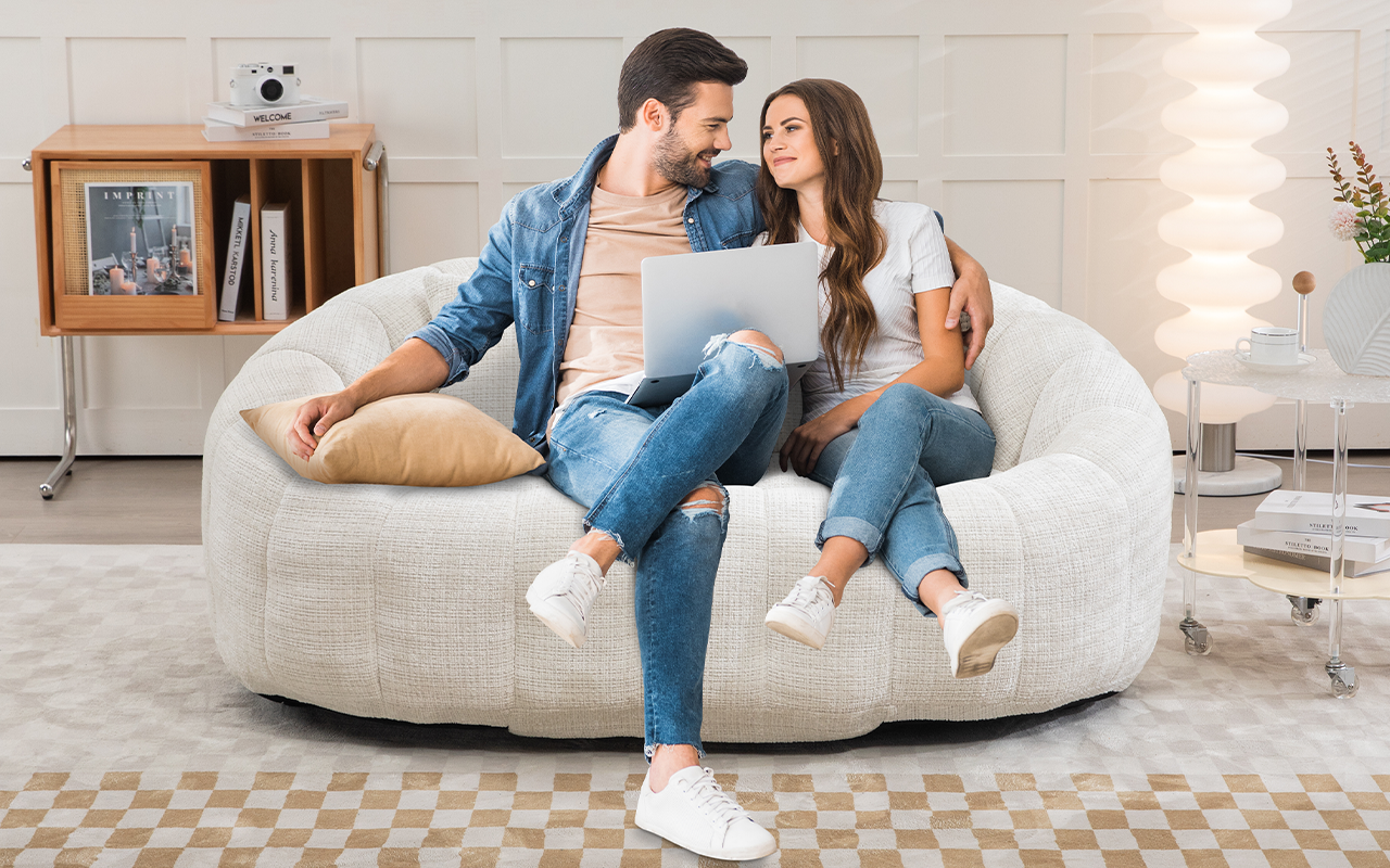 Small Twin Loveseat Bean Bag Sofa Chair