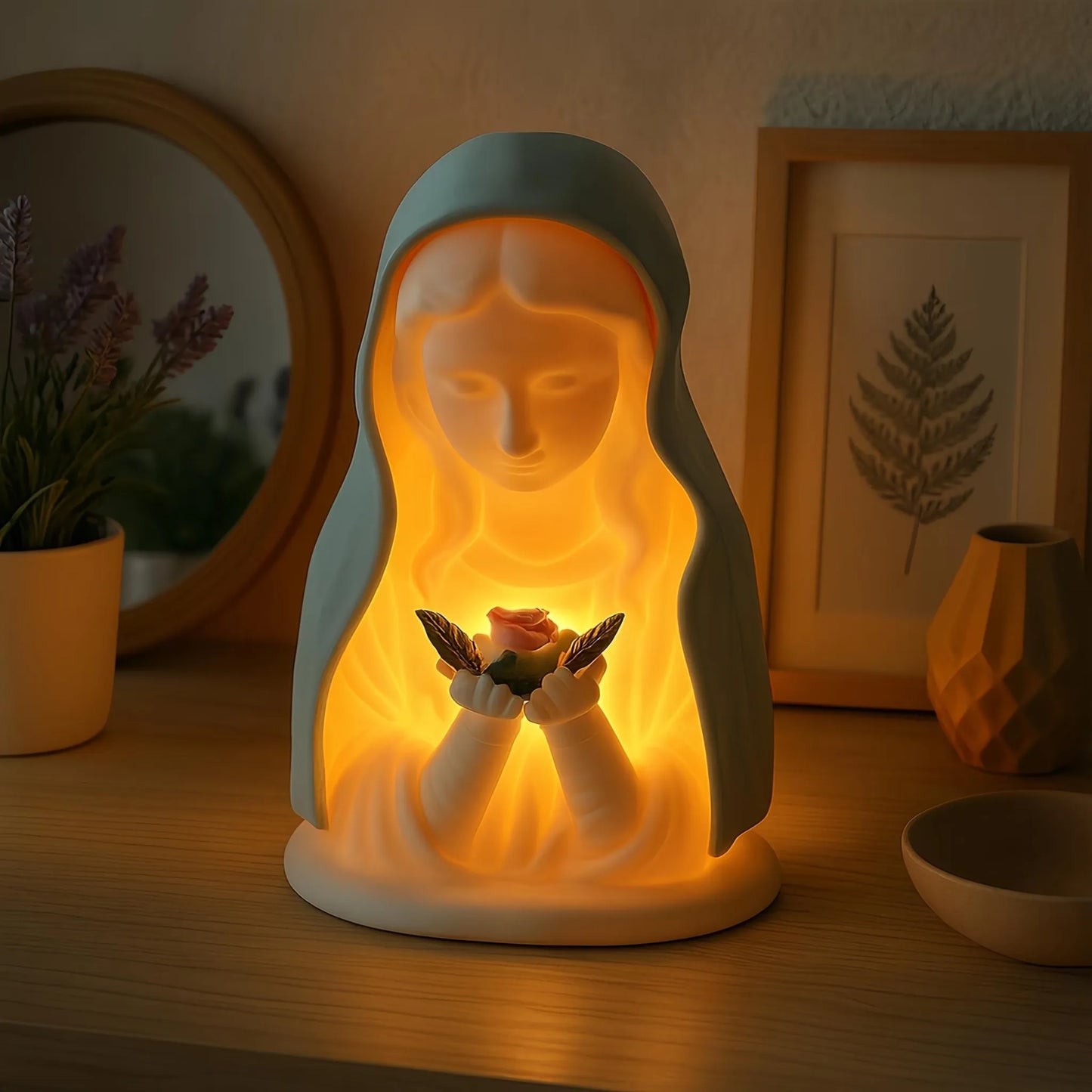 Handmade Resin Virgin Mary Prayer Night Light