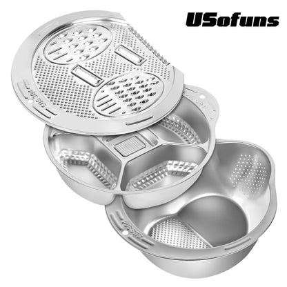 3 in 1 Multi-Functional Rice Washer Strainer Bowl