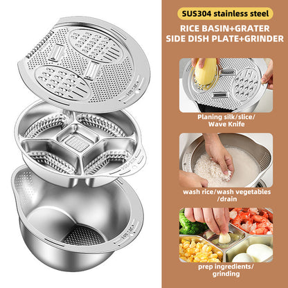 3 in 1 Multi-Functional Rice Washer Strainer Bowl