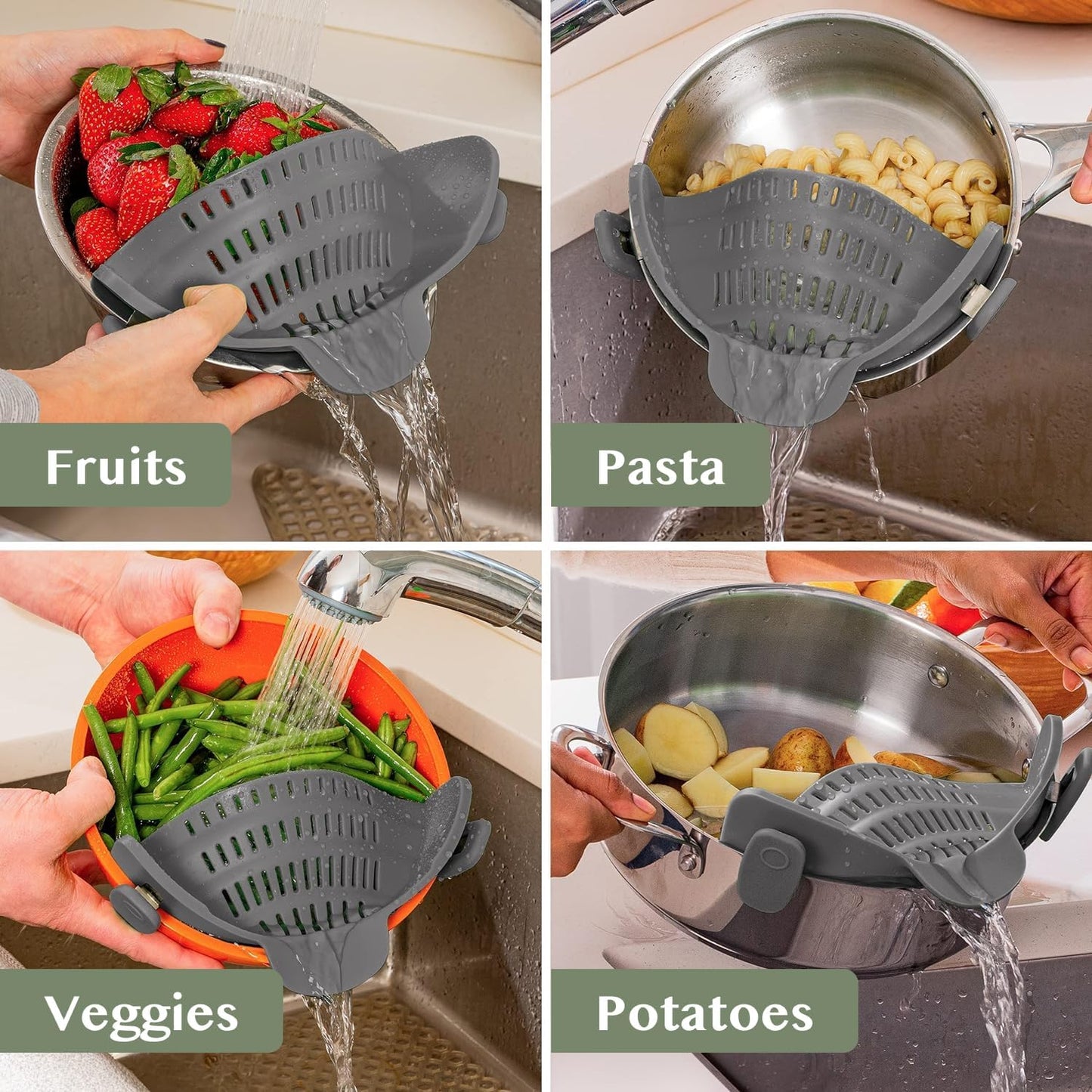 Collapsible Silicone Pot Strainer