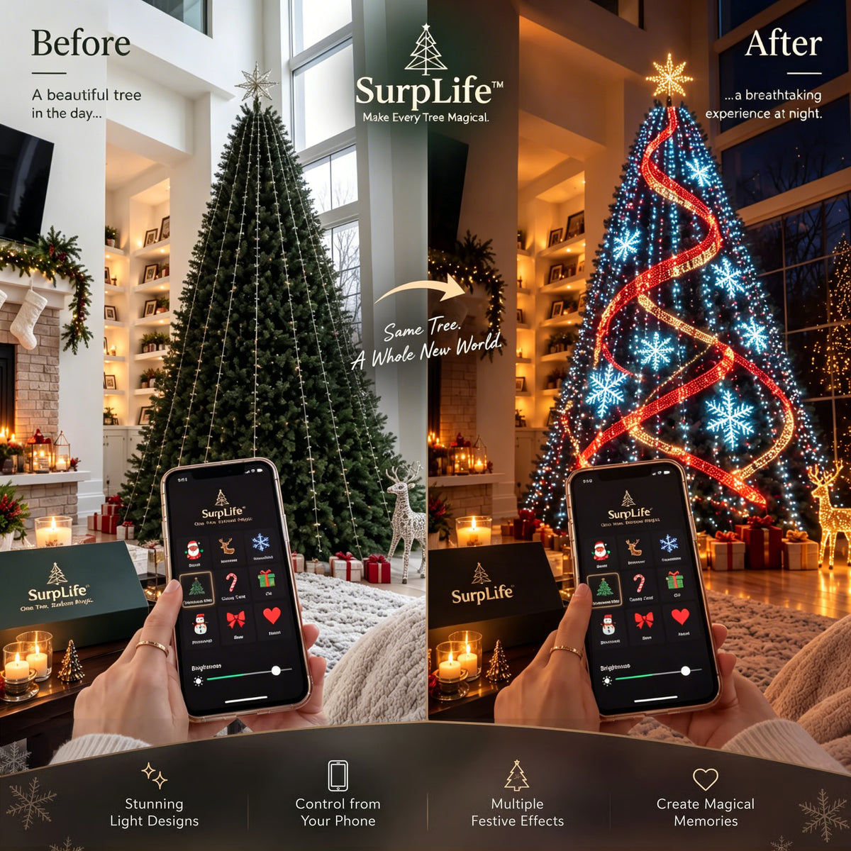 Smart Animated Christmas Tree Lights | Built-in Timer For Auto On/Off