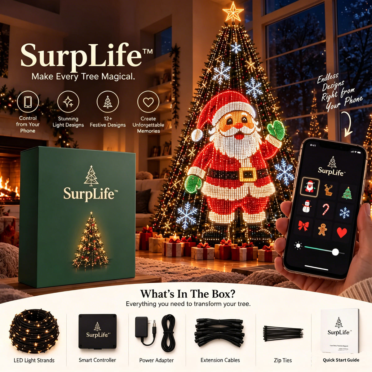 Smart Animated Christmas Tree Lights | Built-in Timer For Auto On/Off