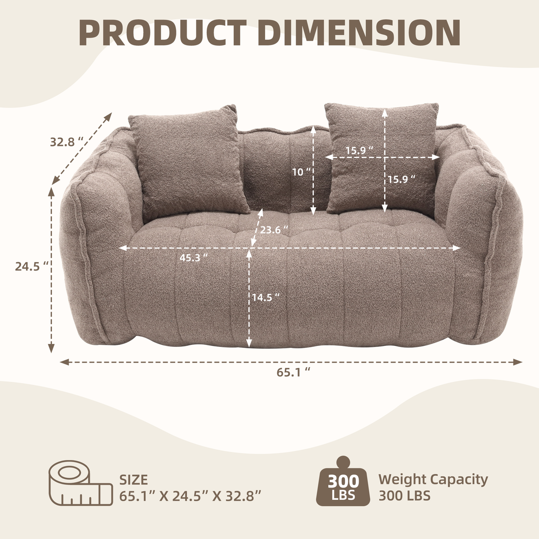 Square Lazy Sofa for Two
