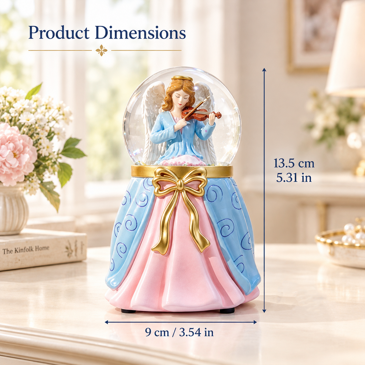 Violin Angel Snow Globe Figurine