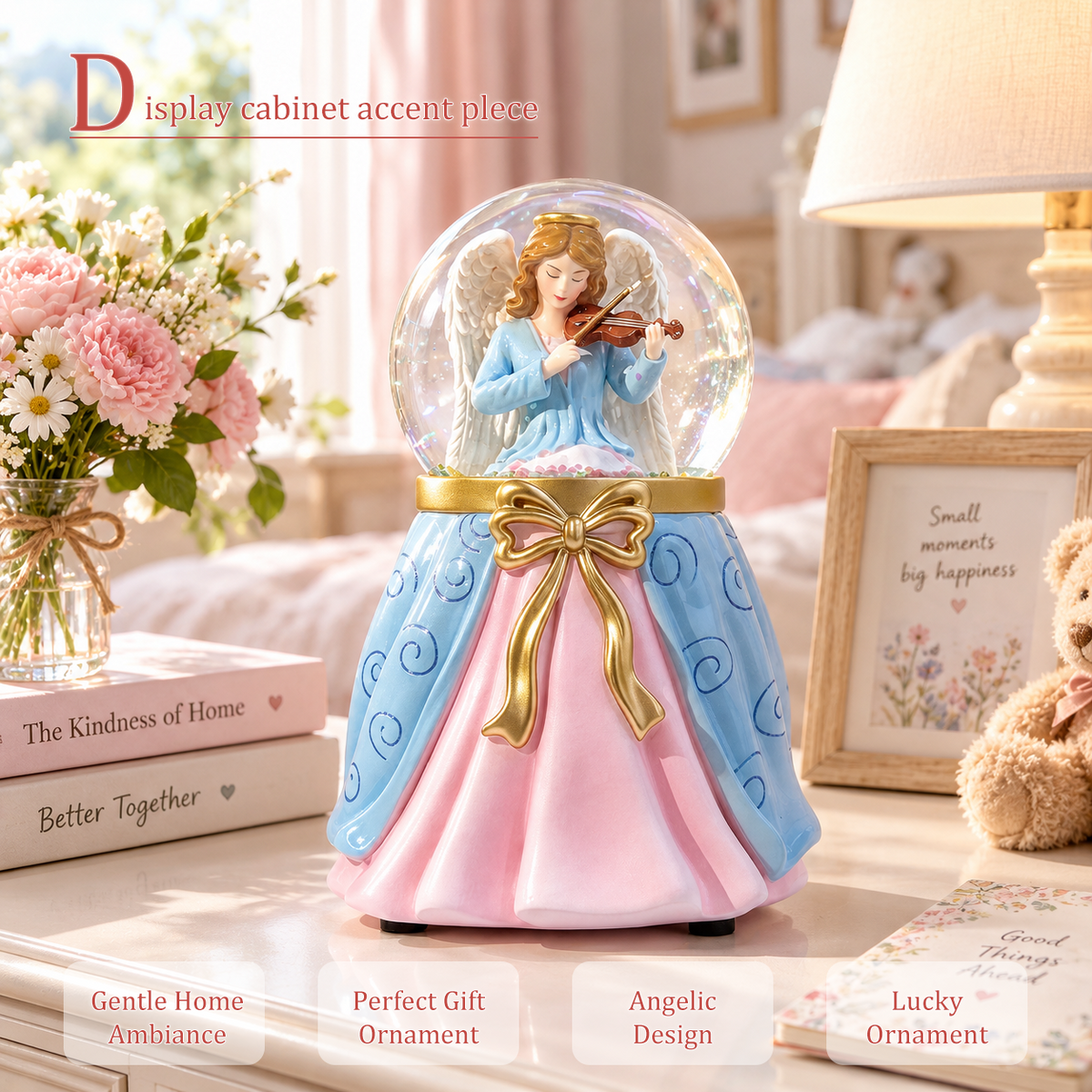 Violin Angel Snow Globe Figurine