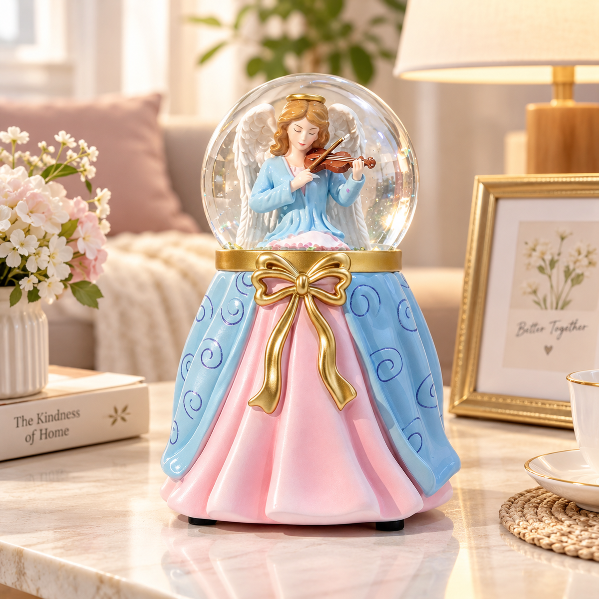 Violin Angel Snow Globe Figurine
