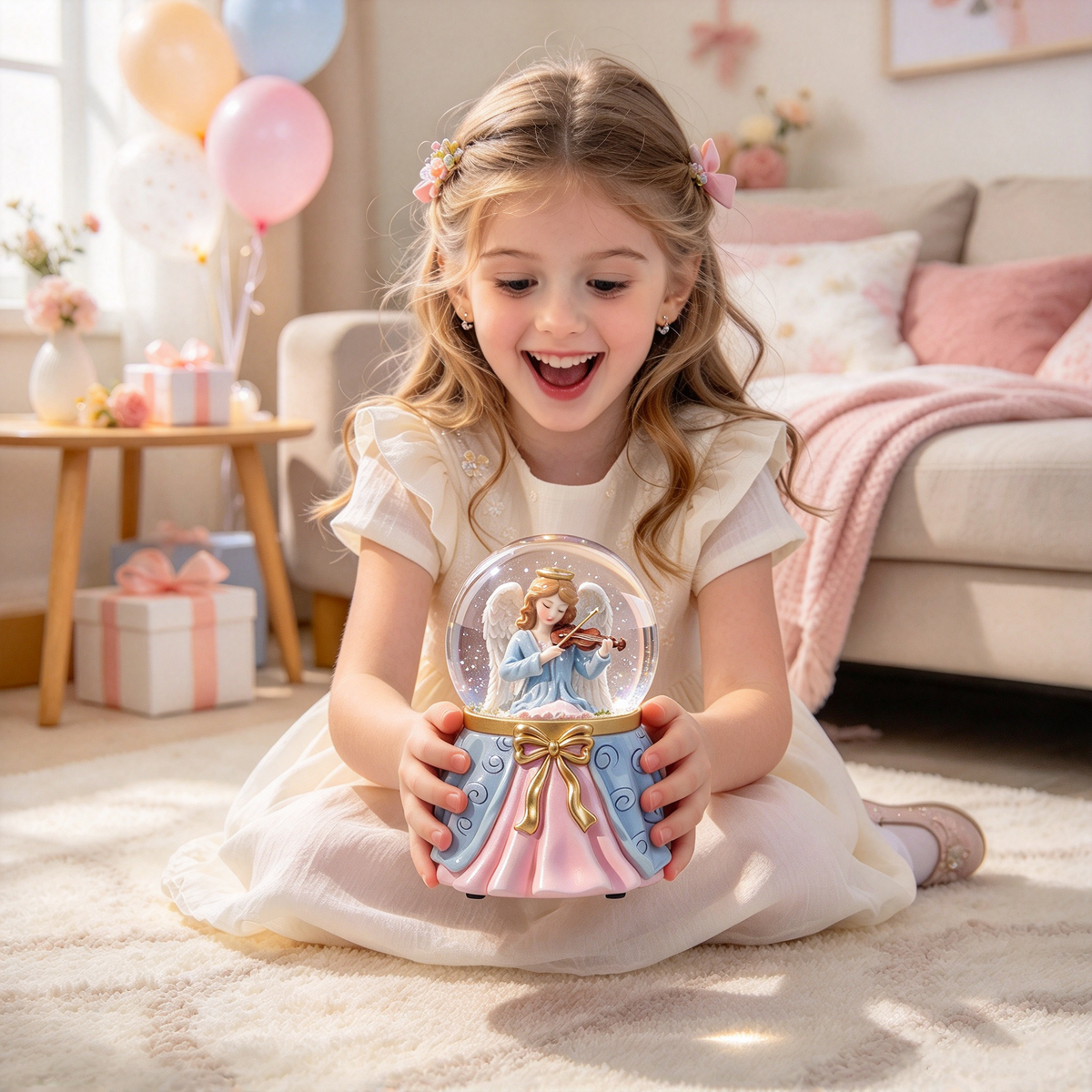 Violin Angel Snow Globe Figurine