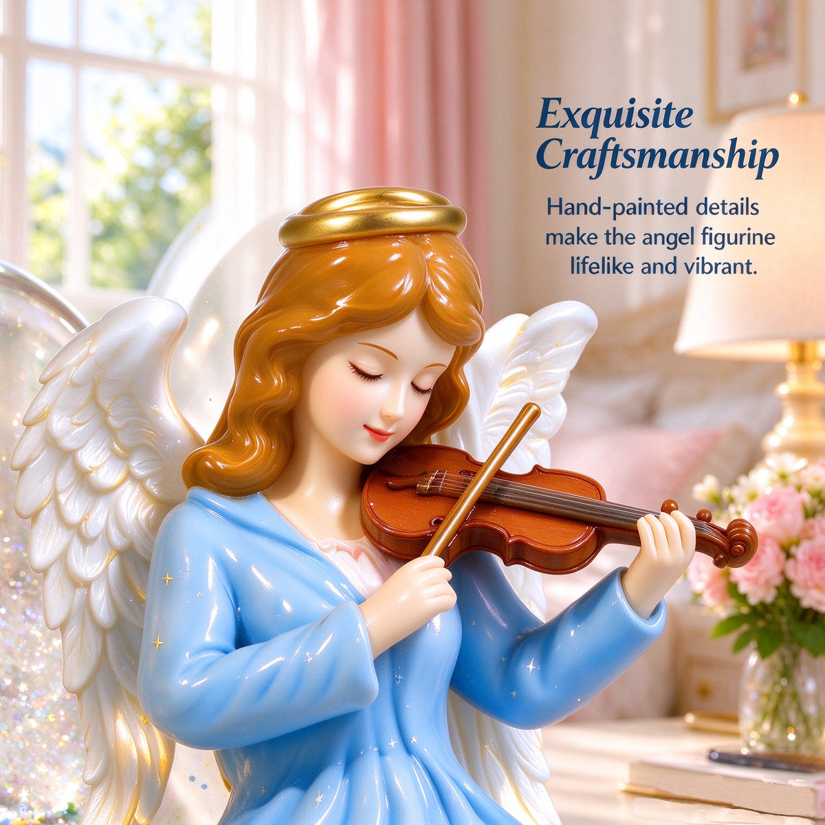 Violin Angel Snow Globe Figurine