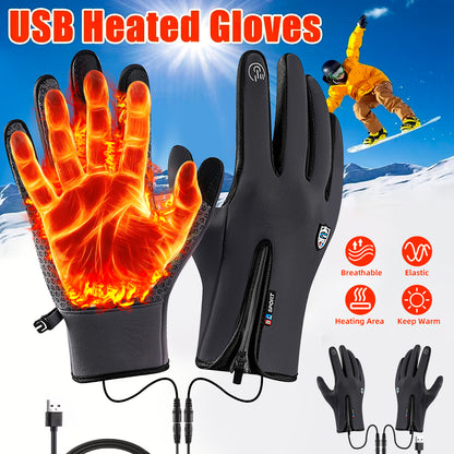 USOFUNS-Windproof Waterproof Heated Gloves