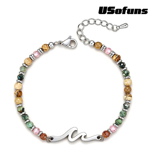 Dainty Gemstone Wave Bracelet