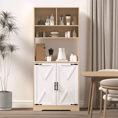 Pantry Cabinet with 2 Doors, 3-Tier Modern Kitchen Cabinet with Shelves, Freestanding Larder Cupboard, Kitchen Pantry Storage Cabinet for Kitchen, Dining Room 