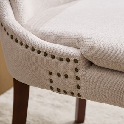 Upholstered Beige Dining Chairs Set of 2