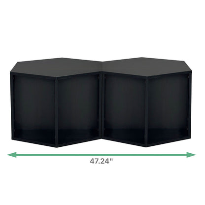 47.24'' Hexagonal Coffee Table Side Table Nightstand Burmese Sumac 2PCS 