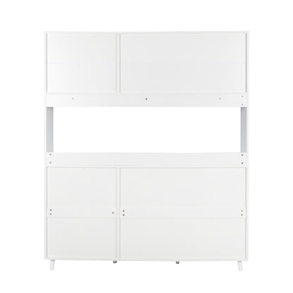 Three-layer White Pantry Cabinet with Drawers