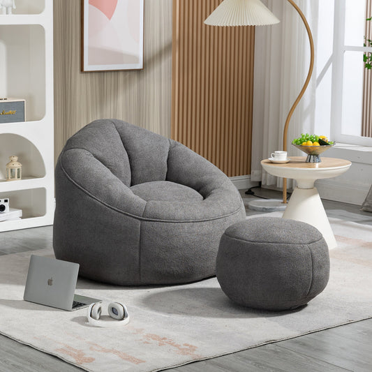 Bedding Bean Bag Sofa Chair High Pressure Foam Bean Bag Chair Adult Material with Padded Foam Padding Compressed Bean Bag With Footrest - Usofuns