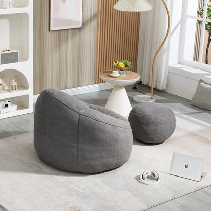 Bedding Bean Bag Sofa Chair High Pressure Foam Bean Bag Chair Adult Material with Padded Foam Padding Compressed Bean Bag With Footrest - Usofuns