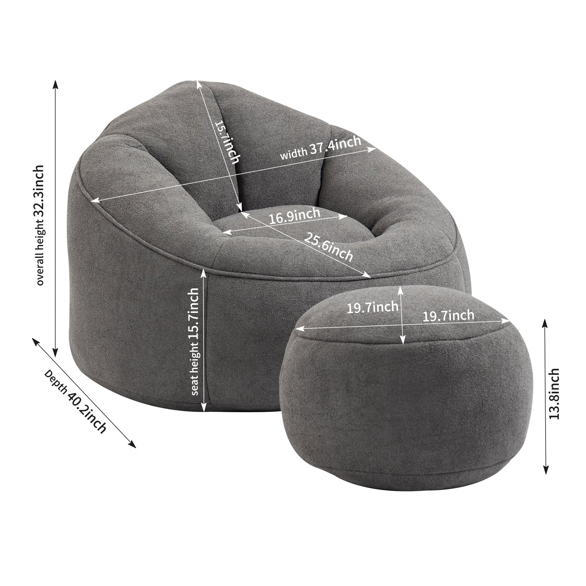 Bedding Bean Bag Sofa Chair High Pressure Foam Bean Bag Chair Adult Material with Padded Foam Padding Compressed Bean Bag With Footrest - Usofuns