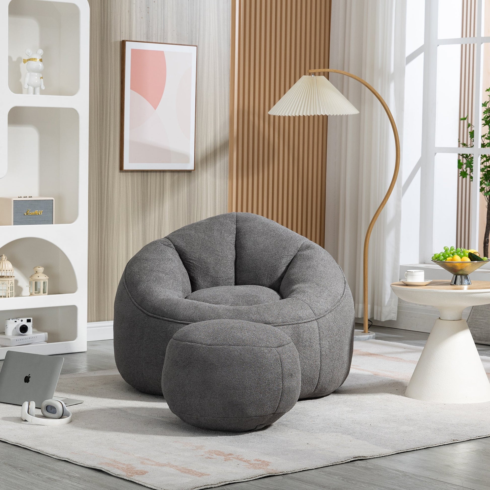 Bedding Bean Bag Sofa Chair High Pressure Foam Bean Bag Chair Adult Material with Padded Foam Padding Compressed Bean Bag With Footrest - Usofuns