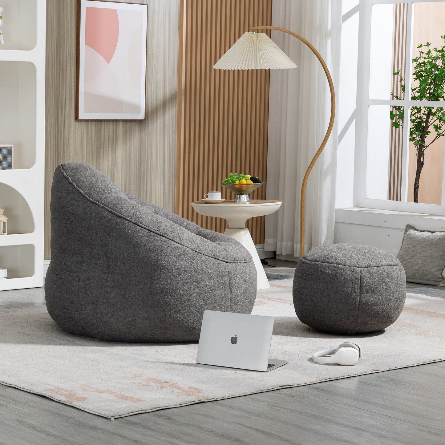 Bedding Bean Bag Sofa Chair High Pressure Foam Bean Bag Chair Adult Material with Padded Foam Padding Compressed Bean Bag With Footrest - Usofuns