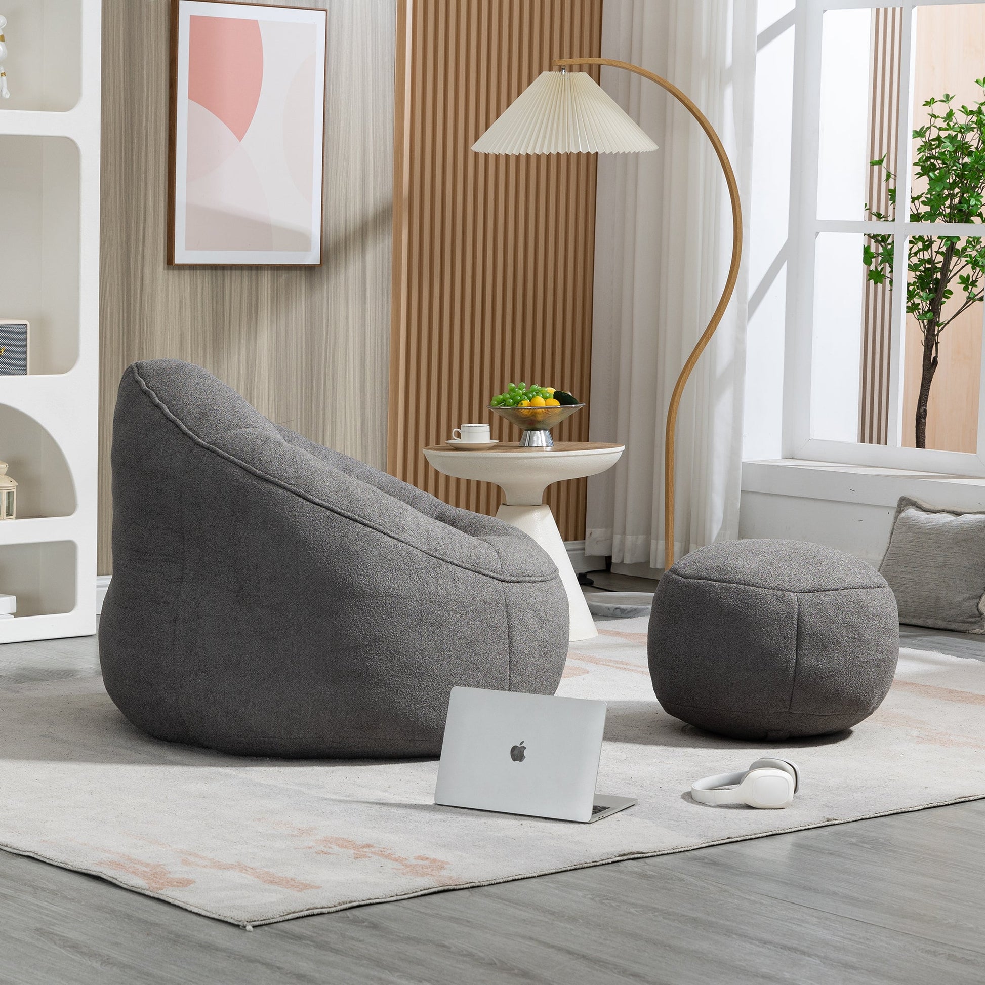 Bedding Bean Bag Sofa Chair High Pressure Foam Bean Bag Chair Adult Material with Padded Foam Padding Compressed Bean Bag With Footrest - Usofuns