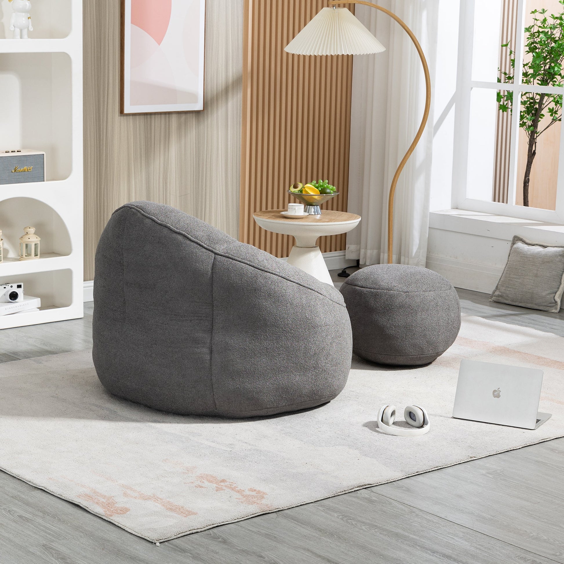 Bedding Bean Bag Sofa Chair High Pressure Foam Bean Bag Chair Adult Material with Padded Foam Padding Compressed Bean Bag With Footrest - Usofuns