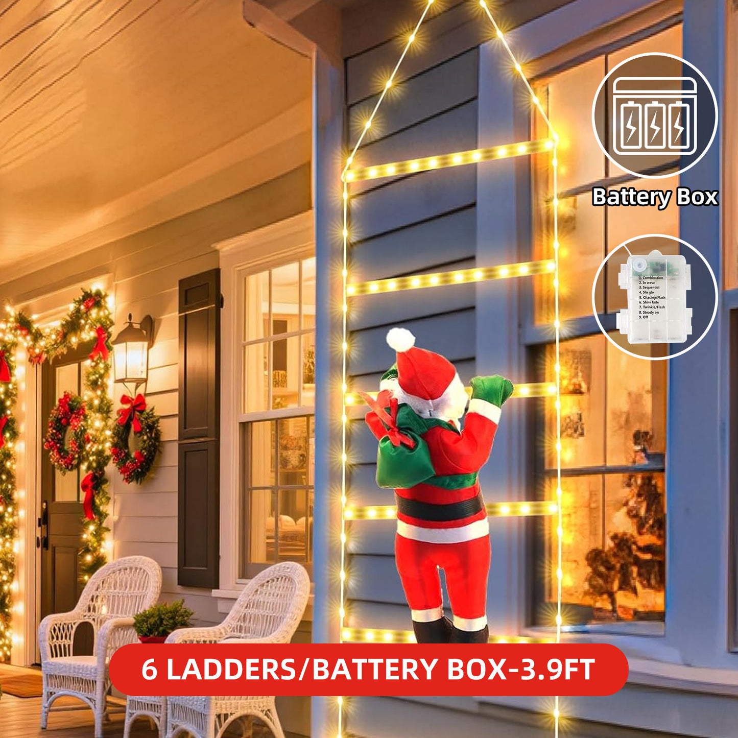 Christmas Santa Climbing Stairs Light