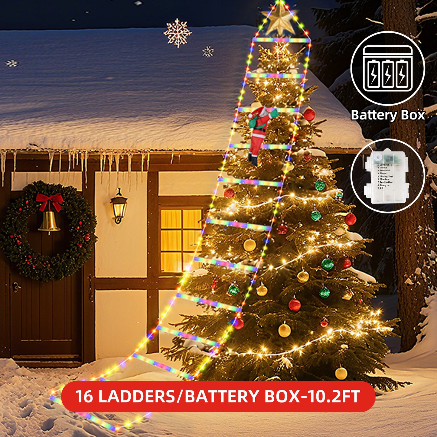 Christmas Santa Climbing Stairs Light