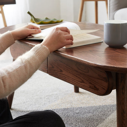 Capsule centre table Low table Table with drawers 100% solid wood Top board Desk Coffee table W 120 x D 52 x H 46 cm Study table Work from home Easy to assemble Natural wood Natural writing desk - Usofuns