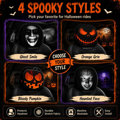 Funny Halloween Car Headrest Covers  (2-Pack)