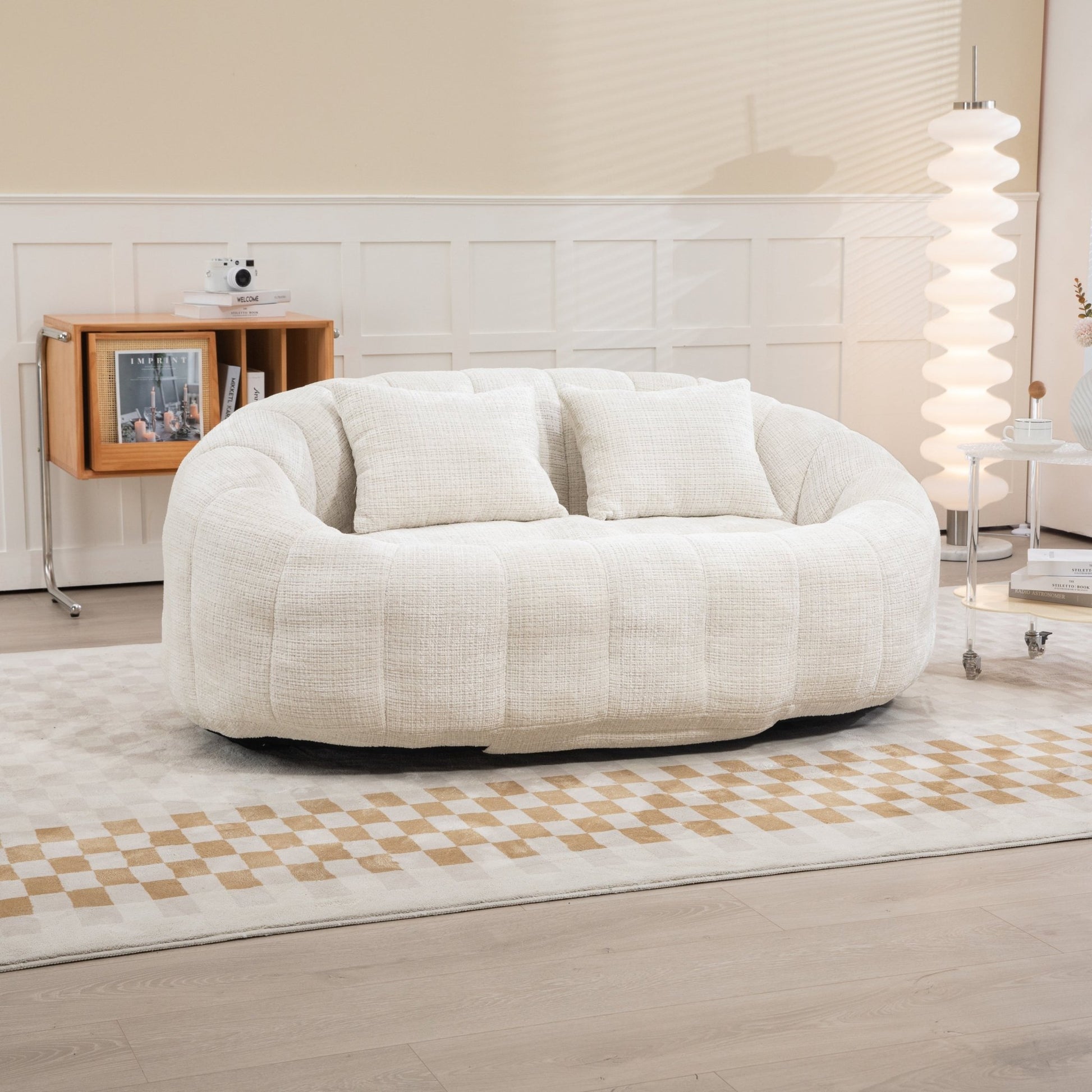 COOLMORE Bean Bag sofa Lazy Sofa Durable Comfort Lounger High Back Bean Bag Chair Couch for Adults and Kids, Indoor & Outdoor, Accent Floor Soft Lounge Chair (Beige chenille) - Usofuns
