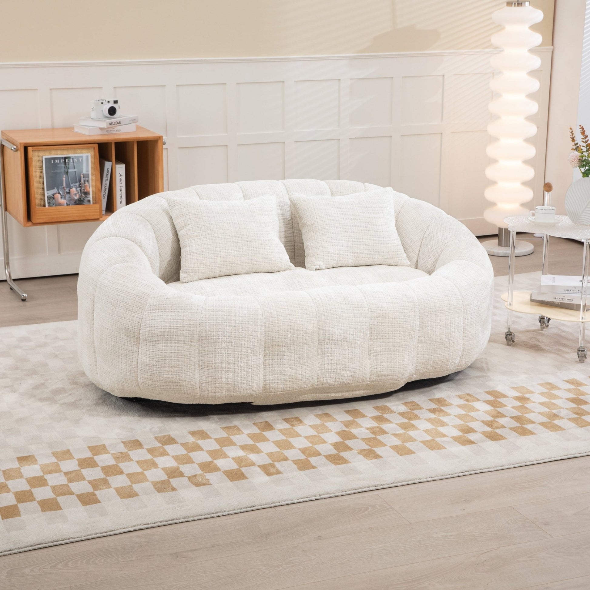 COOLMORE Bean Bag sofa Lazy Sofa Durable Comfort Lounger High Back Bean Bag Chair Couch for Adults and Kids, Indoor & Outdoor, Accent Floor Soft Lounge Chair (Beige chenille) - Usofuns
