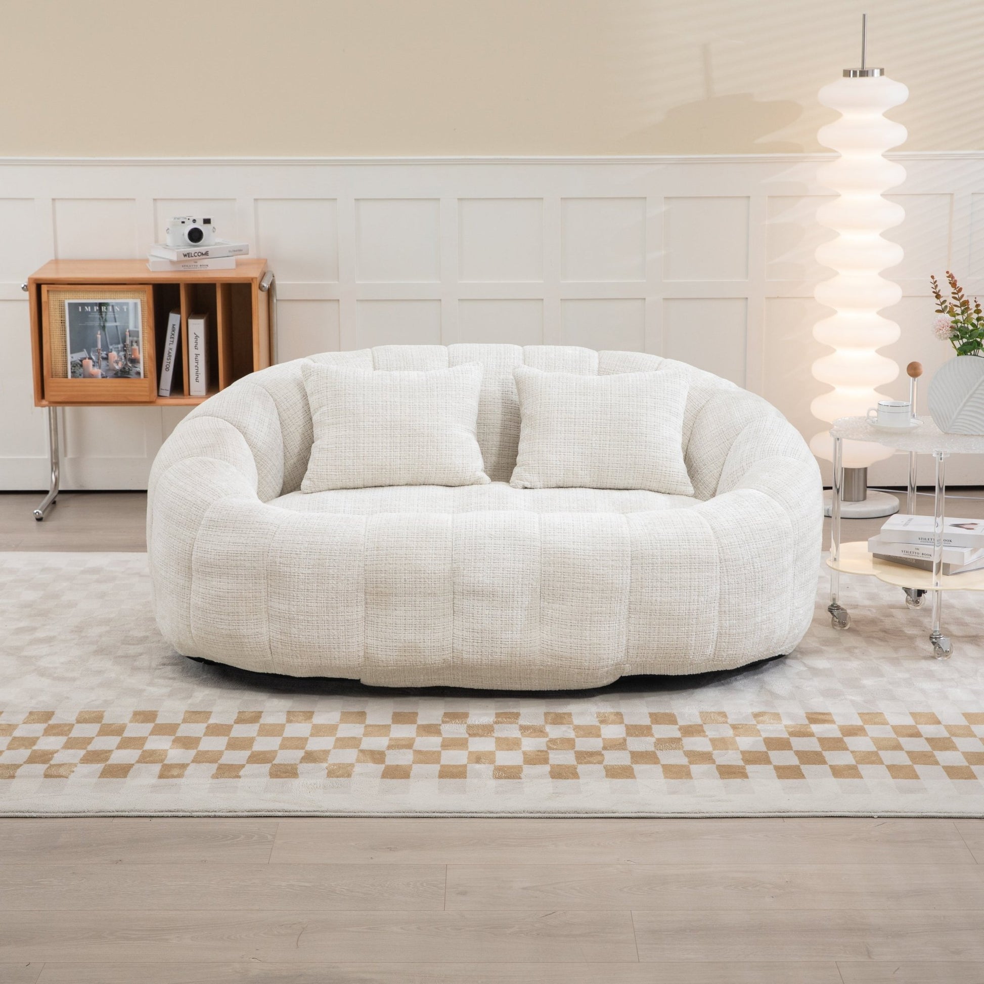 COOLMORE Bean Bag sofa Lazy Sofa Durable Comfort Lounger High Back Bean Bag Chair Couch for Adults and Kids, Indoor & Outdoor, Accent Floor Soft Lounge Chair (Beige chenille) - Usofuns