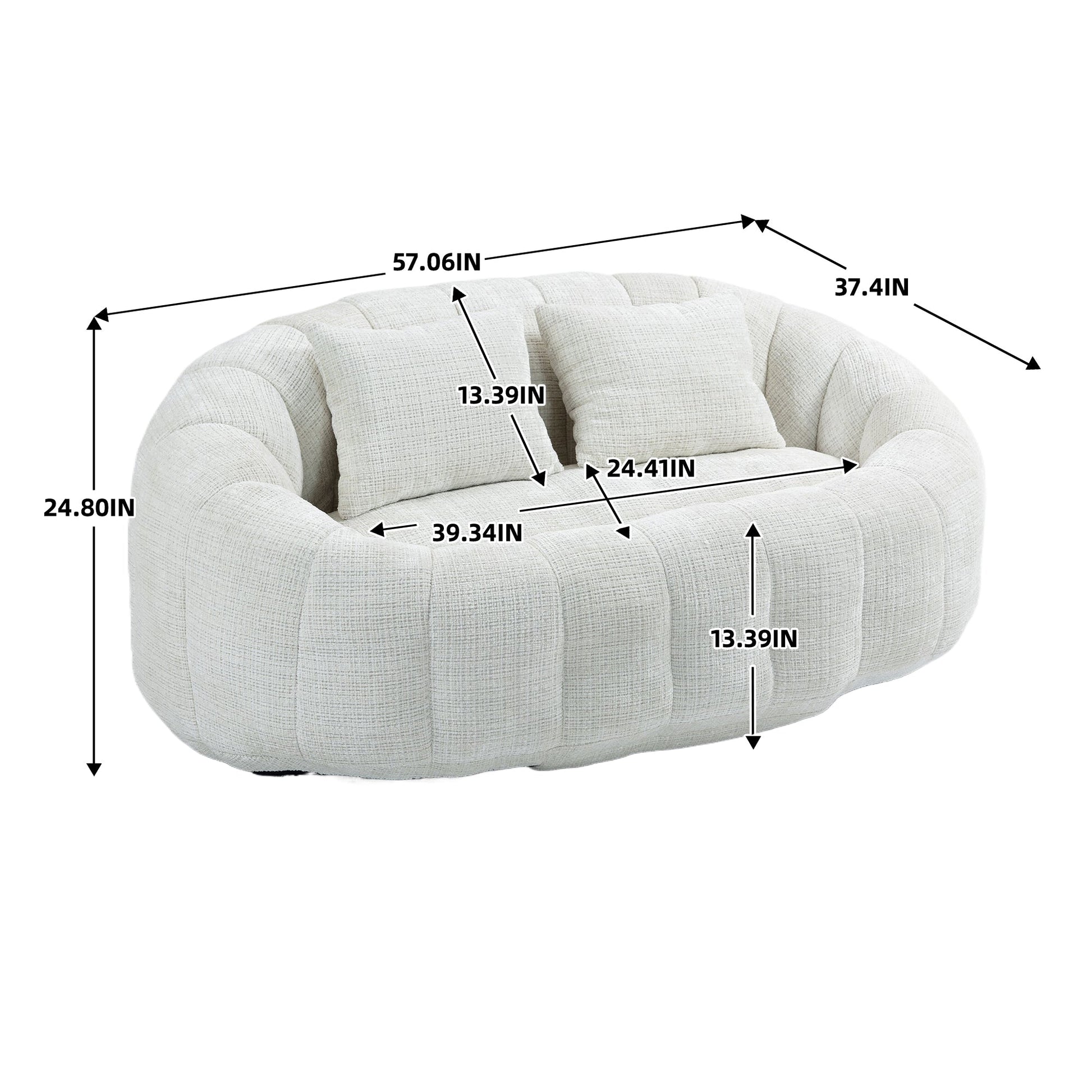COOLMORE Bean Bag sofa Lazy Sofa Durable Comfort Lounger High Back Bean Bag Chair Couch for Adults and Kids, Indoor & Outdoor, Accent Floor Soft Lounge Chair (Beige chenille) - Usofuns