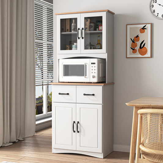 Double Layer White Kitchen Cabinet with Drawer